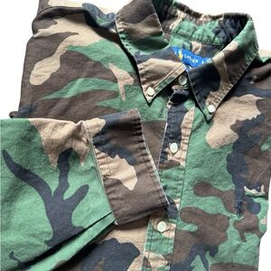 Ralph Lauren Camouflage Long Sleeve Button Down Shirt Camo Men's Size Large